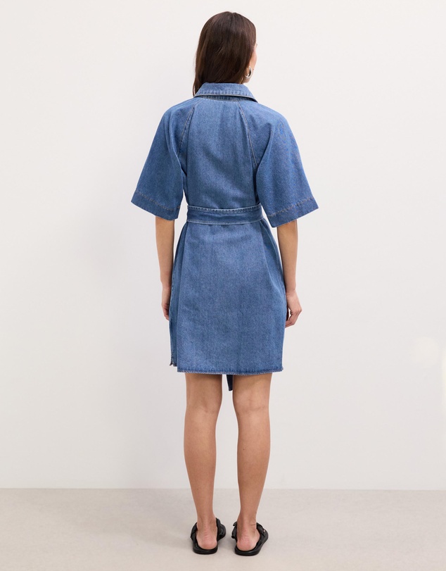 The Fated - Twila Chambray Mini Shirt Dress