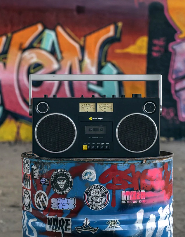 We Are Rewind - We Are Rewind Getto Blaster Cassette Player & Recorder - Curtis, Black