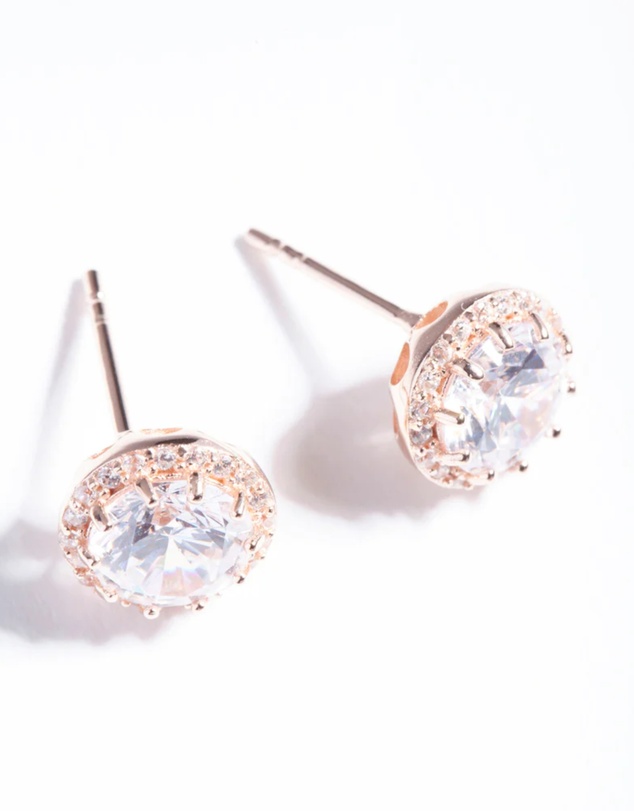 Lovisa - Rose Gold Plated Sterling Silver Cubic Zirconia Stud Earrings