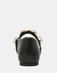 Steve Madden - Poppin Black Leather Flats