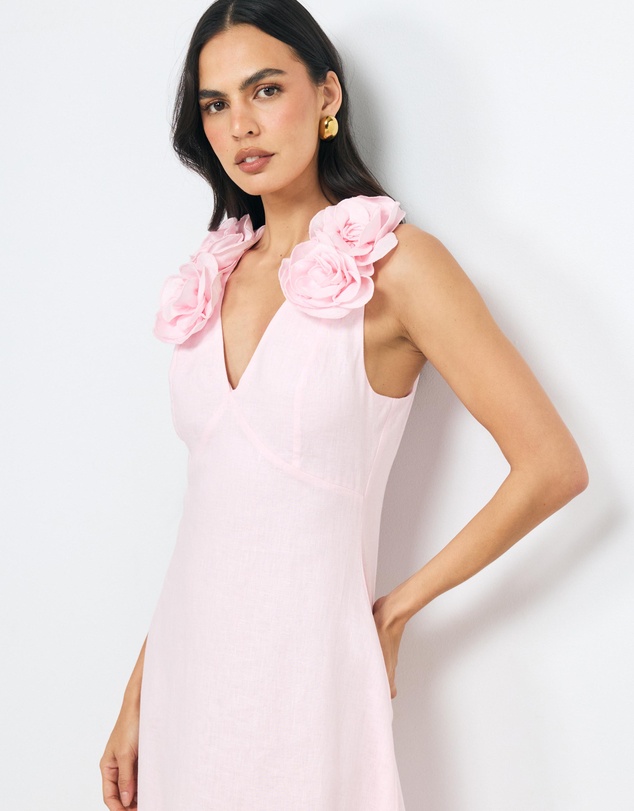 AERE - Mika Placement Flower Midi Dress