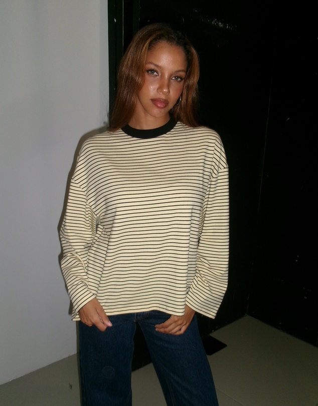 Dazie - Nostalgia Stripe Oversized LS Tee
