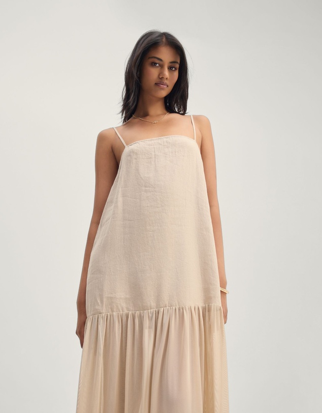 Oxford - Kristel Linen And Mesh Dress