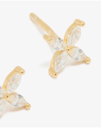 Lovisa - Waterproof Gold Plated Stainless Steel Cubic Zirconia Flower Stud Earrings