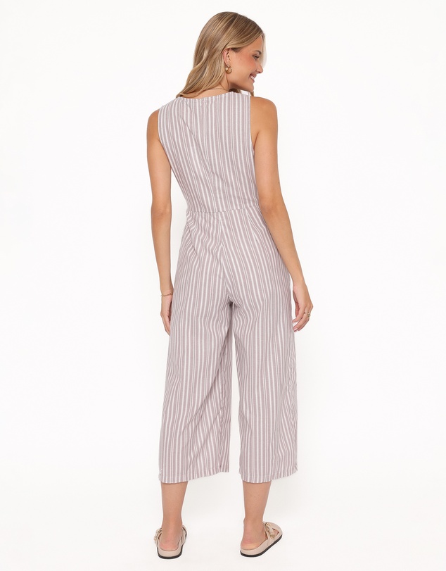 Petal & Pup - Ester Jumpsuit - Beige/White Stripe