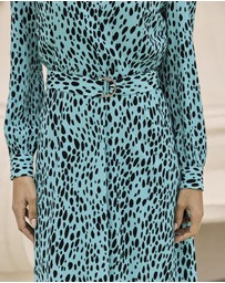 Sosandar - Fleck Print Faux Wrap Buckle Detail Dress