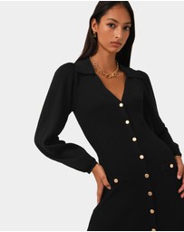 Forcast - Lara Collar Midi Knit Dress