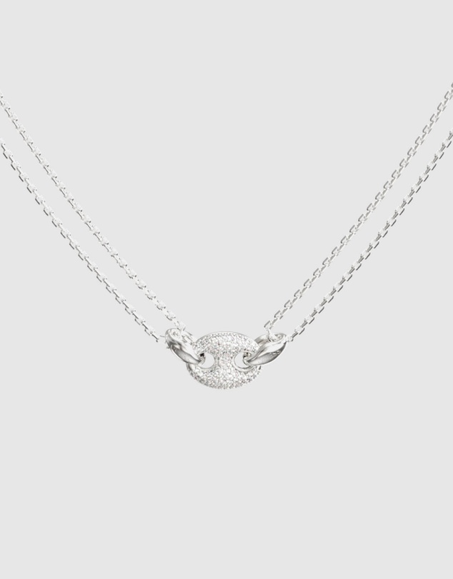 GUESS - Marine Pave Link Silvertone Necklace