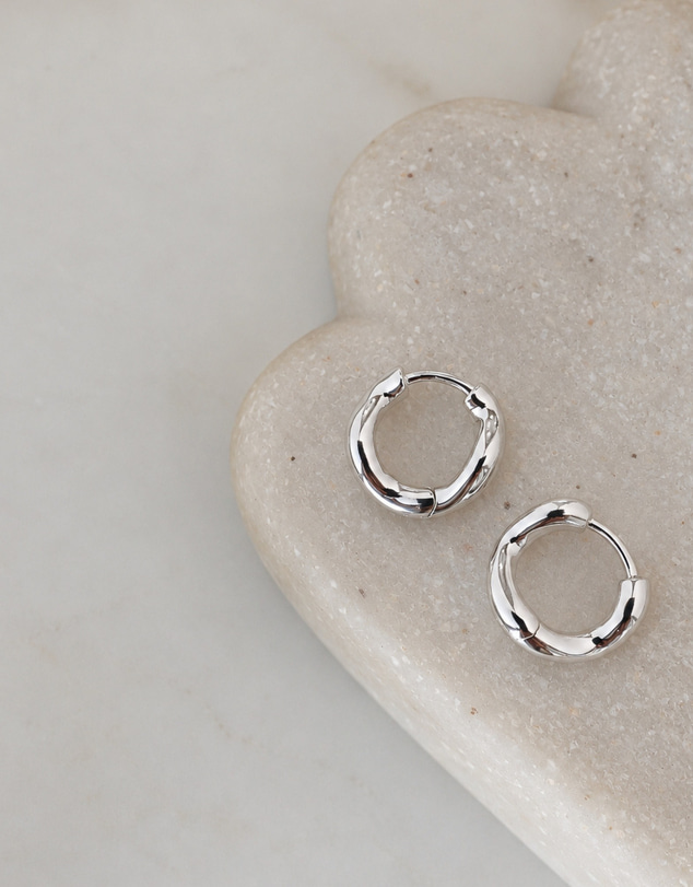 Luna Rae - Sterling Silver - Small Waved Hoops