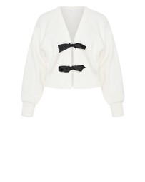 City Chic - Plus size Belle Bow Knit Cardigan - ivory