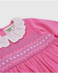 Goldie + Ace - Daphne Long Sleeve Corduroy Smocked Dress - ICONIC EXCLUSIVE - Babies-Kids