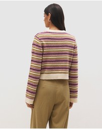 MON RENN - Orchid Stripe Cardigan