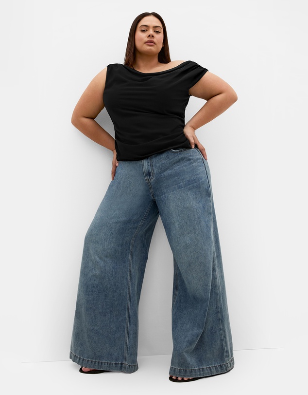 City Chic - Plus size Stassi Off Shoulder Top - black
