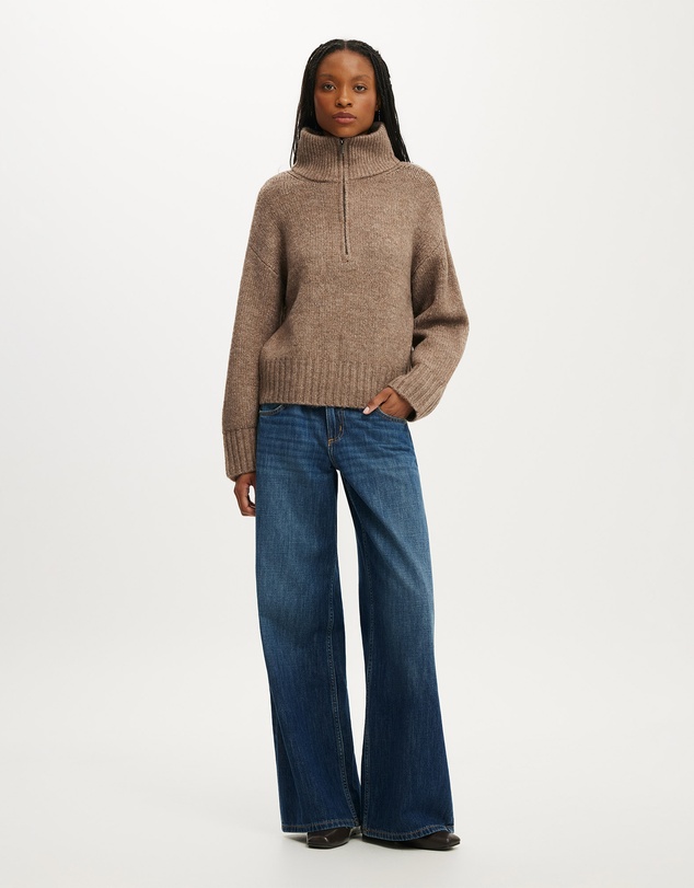 Cotton On - Luxe Funnel Zip Pullover