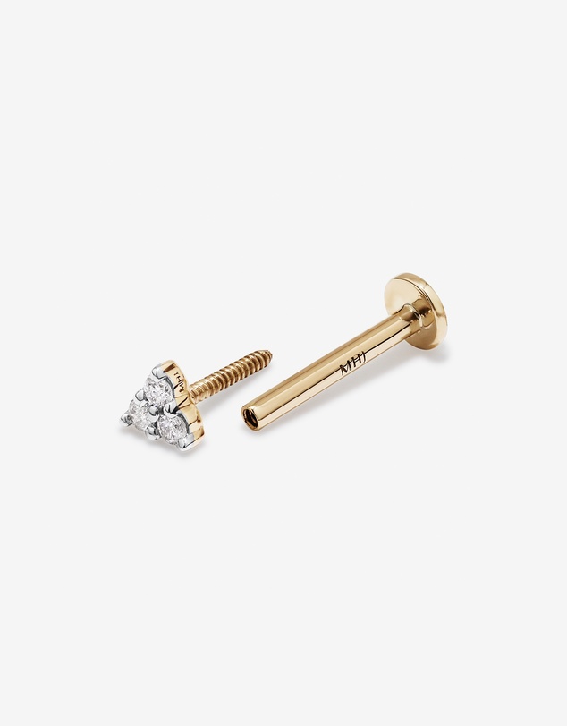 Michael Hill - Diamond Trio Flat Back Helix Stud Earring in 10kt Yellow Gold