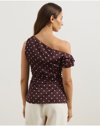 Atmos&Here - Lowen Satin Off Shoulder Top