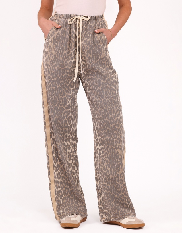 Petal & Pup - Fletcher Denim Racer Pants - Leopard