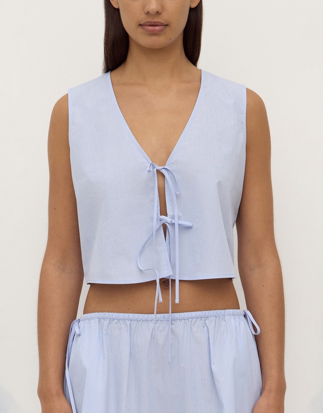 Assembly Label - Havana Stripe Poplin Tie Front Top