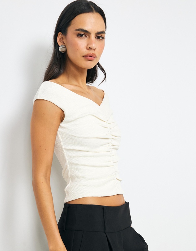 AERE - Bella Off Shoulder Ruched Top