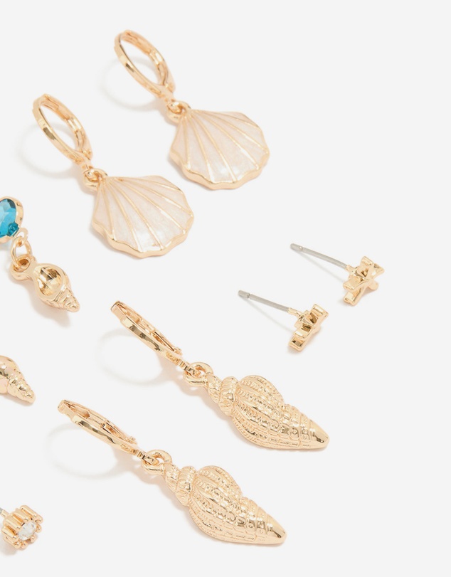 Lovisa - Gold Sea-Themed Hoop Earrings 6-Pack