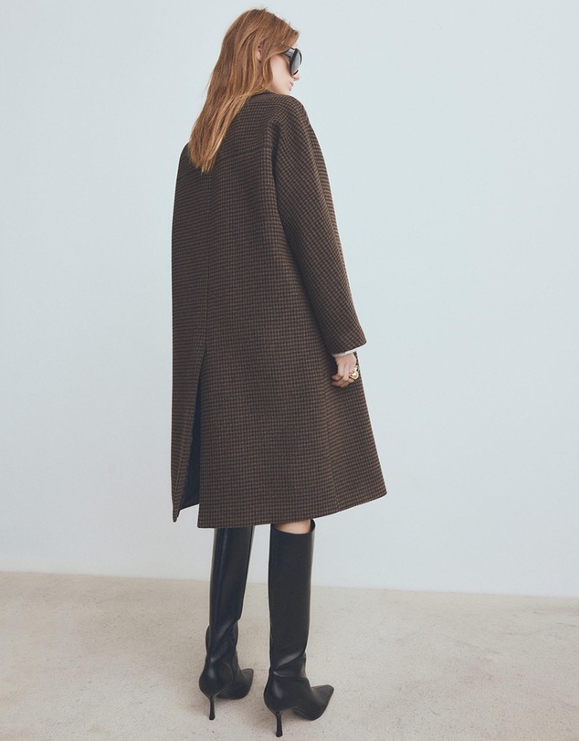 M.N.G - Wool-Blend Micro-Houndstooth Coat