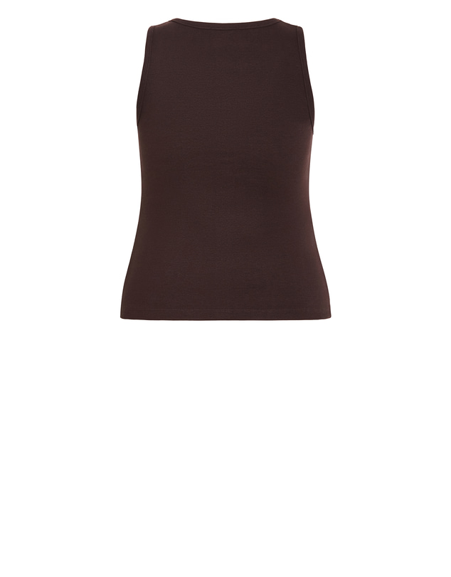 City Chic - Plus size Tara Button Through Tank - chocolate