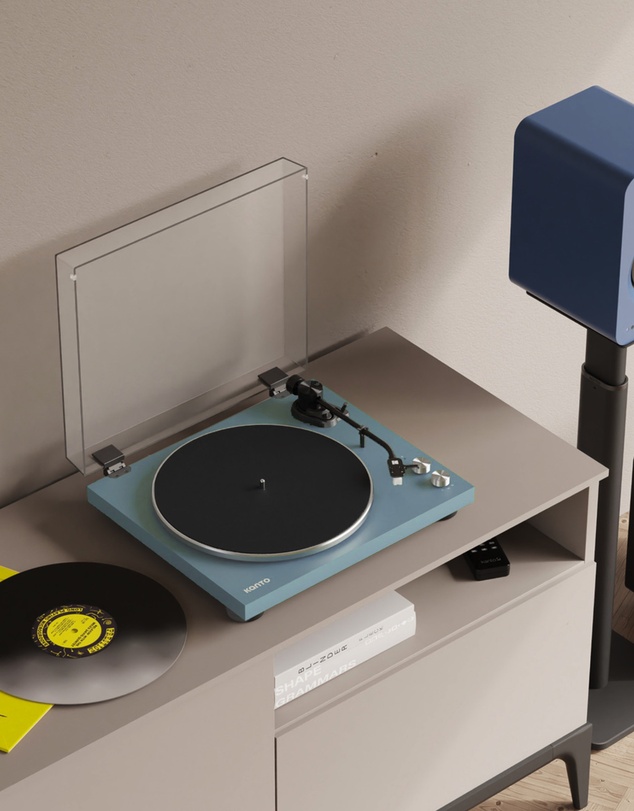 iWorld - Kanto OBI3 (2nd Gen) Turntable with Bluetooth 5.3, Preamp, and Pitch Control - Matte Ice Blue