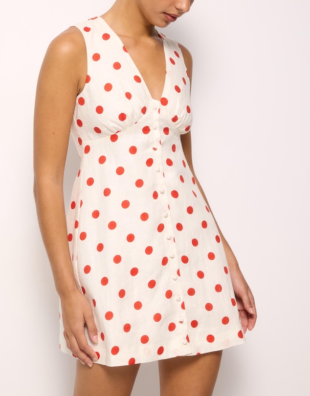 AERE - Ava Polka Dot Linen Mini Dress