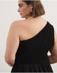 Atmos&Here Curvy - Josie Linen Blend One Shoulder Tiered Maxi Dress