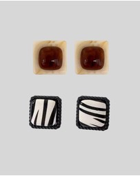KAJA Clothing - Women's striped Fashion earrings -Square Earrings 2 pc