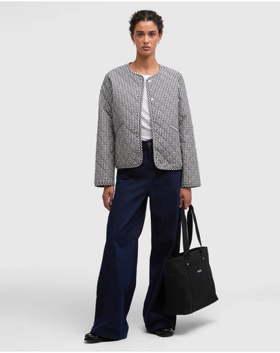 Barbour - Cashel Check Collarless Quilted Jacket