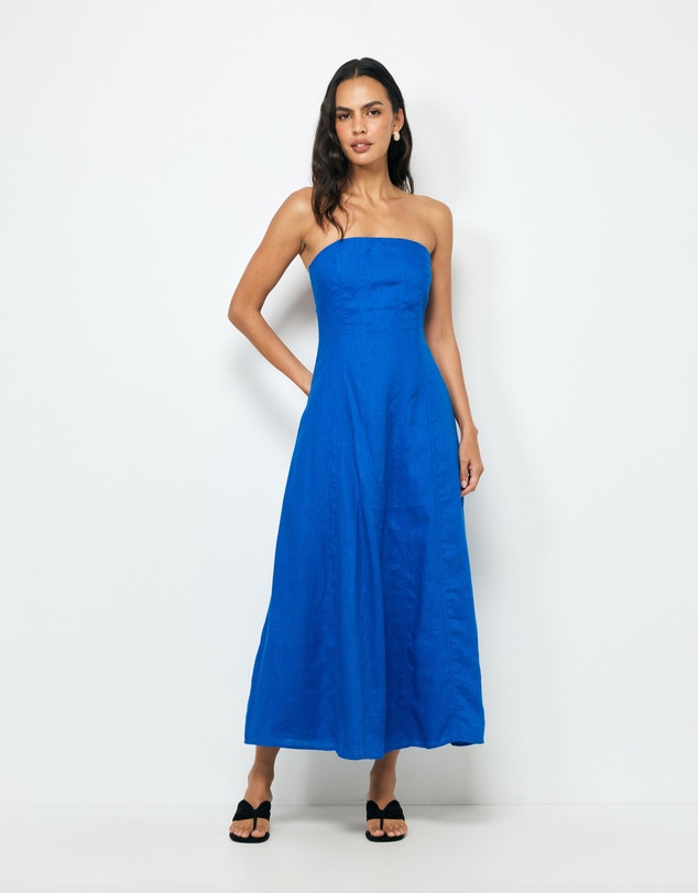 AERE - Blake Strapless Panelled Midi Dress