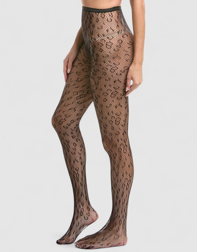 High Heel Jungle - Leopard Print Fishnet Tights