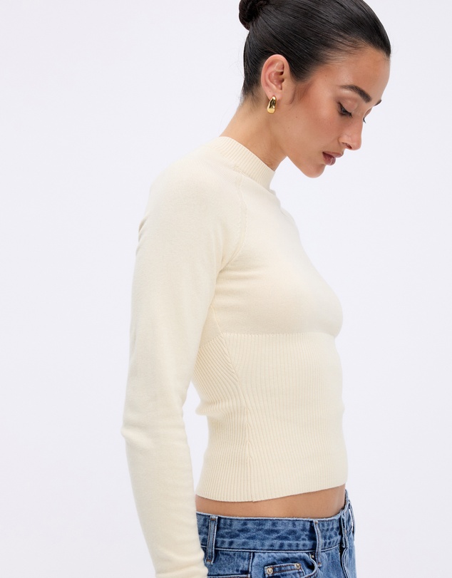 Minima Esenciales - Reese Cotton Cashmere Rib Knit Top