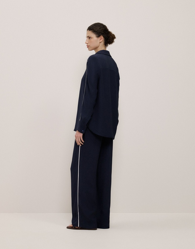 Trenery - Piping Detail Long Sleeve Shirt in Night Sky