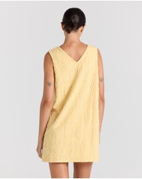 Poolside Paradiso - Mai Tai V Tunic Towelling Dress - Banana