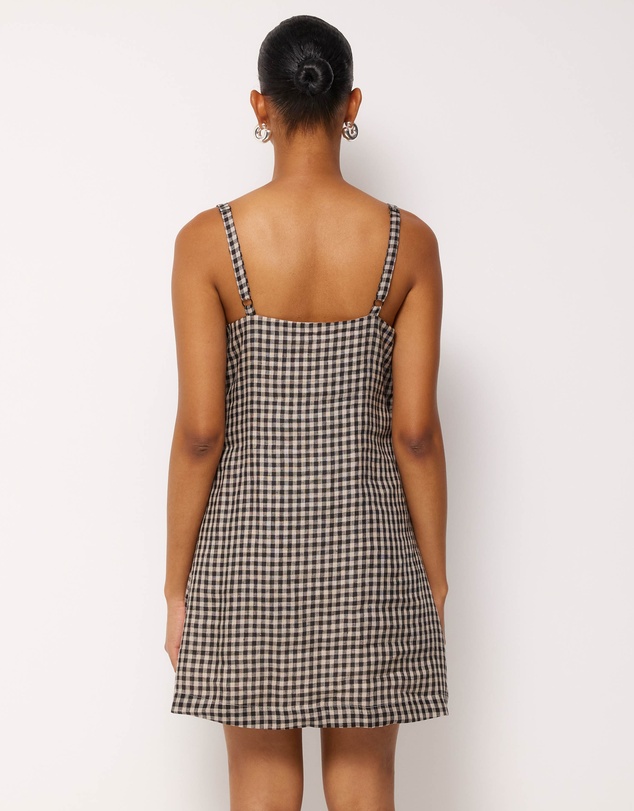 AERE - Avenly Linen Gingham Mini Dress