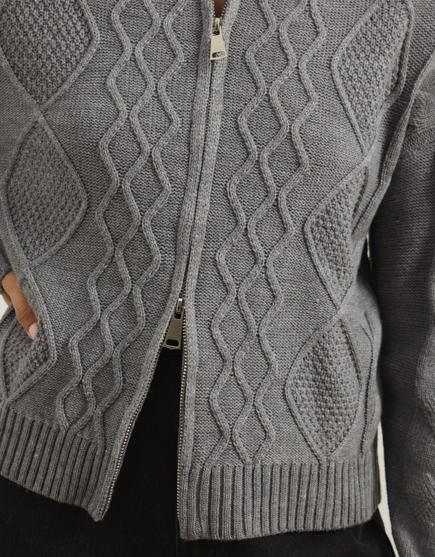 Atmos&Here - Evie Two-Way Zip Cable Knit Cardigan