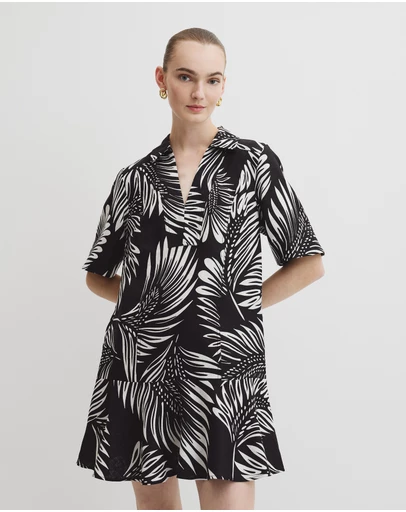 Country Road - Print Linen Popover Dress