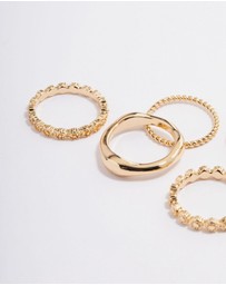Lovisa - Gold Plated Molten Mixed Ring 5-Pack
