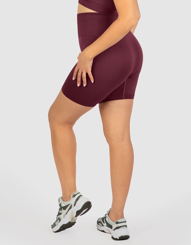 B Free Intimate Apparel - Double Racer Padded Sports Bra & High Waist Midi Biker Shorts Set