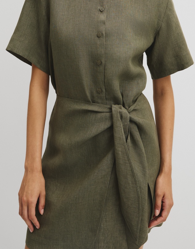 Country Road - Organically Grown Linen Mini Linen Shirt Dress