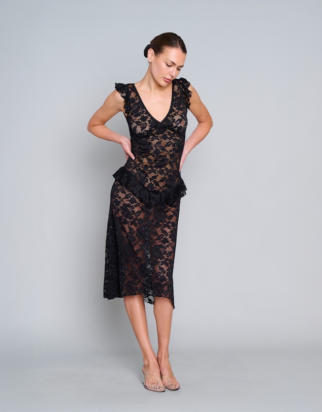Love and Nostalgia - Summer Love Lace Midi Dress - Black