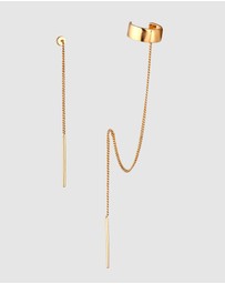 Elli Jewelry - Earrings Earcuff Hanger Long 925 Sterling Silver Gold-plated