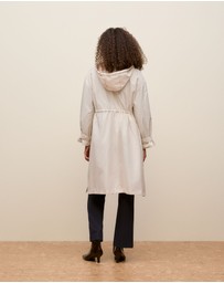 Trenery - Cotton Blend Longline Anorak in Stone