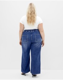 City Chic - Jorja Wide Leg Denim Jean - Mid Wash