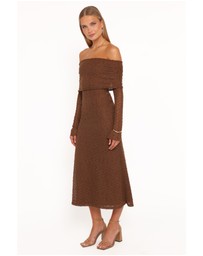 Petal & Pup - Wilma Off Shoulder Dress - Brown