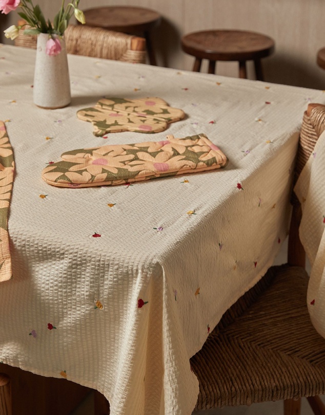 Mosey Me - Forget Me Not Embroidered Square Tablecloth