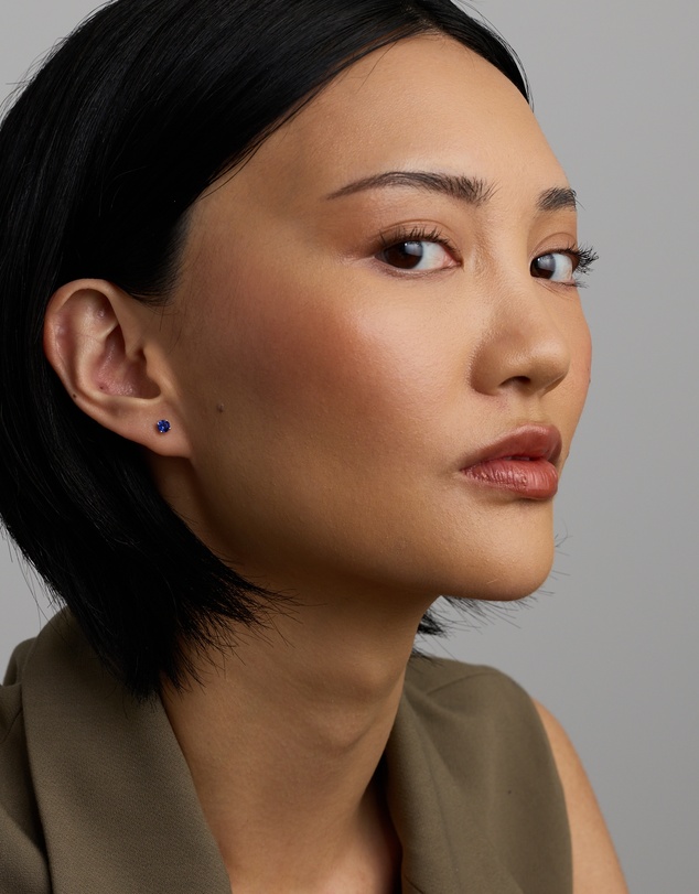 Michael Hill - Round Blue Created Sapphire Birthstone Stud Earrings in 10kt Yellow Gold