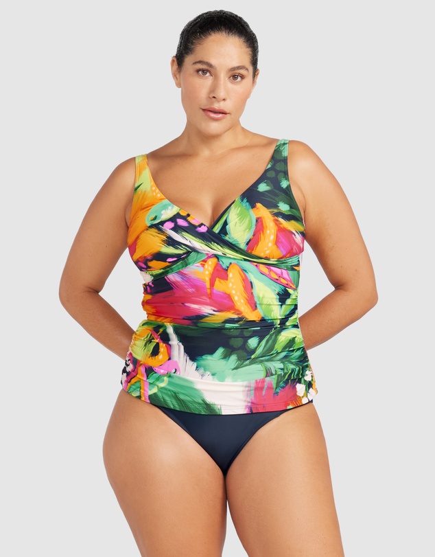 Anne Cole Plus Size Tri Tankini Top | Underwire Surplice Style With Removable Cups - Multi-colored - View #3